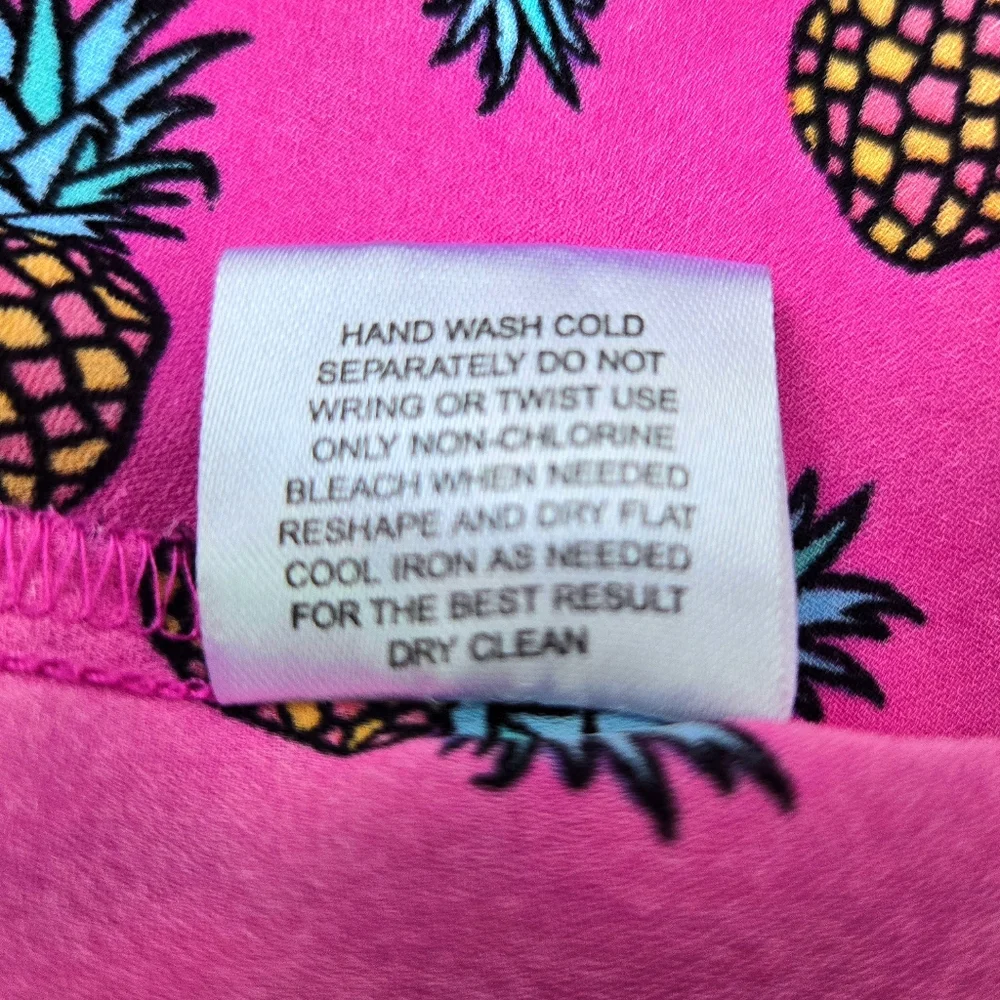 Playful Pineapples Pink Allover Print Top, Hi Low Hem, Cuff Sleeves by Pink Rose - Picture 6 of 6